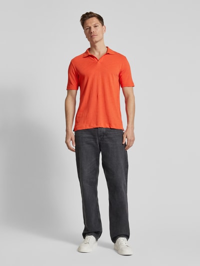 Marc O'Polo Regular Fit Poloshirt aus Baumwoll-Leinen-Mix Orange 1