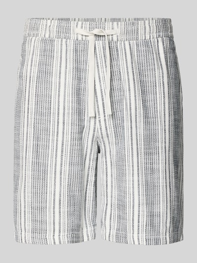 Produktfoto, Relaxed Fit Shorts aus reiner Baumwolle van s.Oliver RED LABEL, meerkleurig met gestreept streepmotief, bouclé, elastische boord met tunnelkoordsluiting, zijsteekzakken, puur katoen