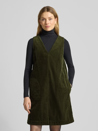 Christian Berg Woman Knielanges Kleid aus Cord mit V-Ausschnitt Dunkelgruen 4