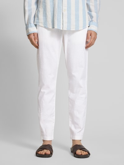 Tom Tailor Denim Slim fit linnen broek met katoen Offwhite - 4