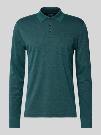 Christian Berg Men Regular fit poloshirt in design met lange mouwen Lagune - 2