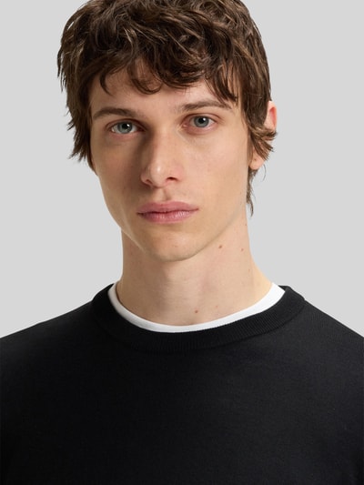 BOSS Regular Fit Strickpullover aus reiner Schurwolle Modell 'BOTTO' Black 3