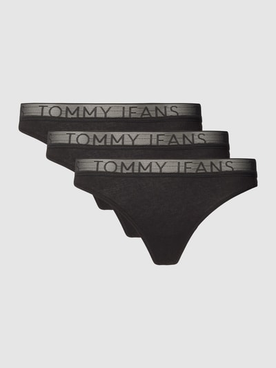 TOMMY HILFIGER Stringi z mieszanki bawełny i elastanu Czarny 1