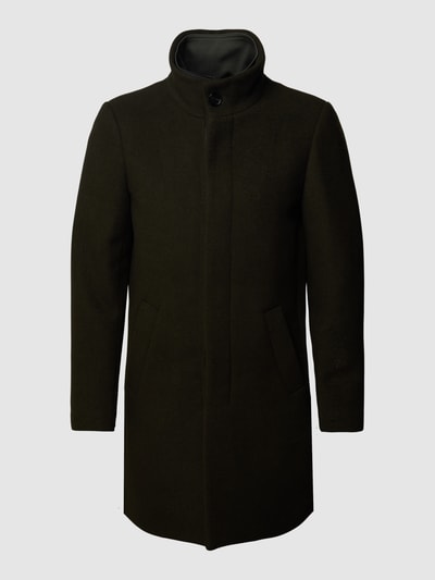 Matinique Lange jas in gemêleerde look, model 'Harvey' Olijfgroen - 2
