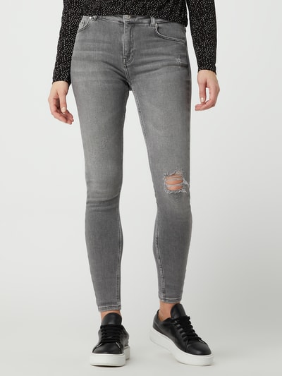 Review Skinny Fit Jeans mit Destroyed-Effekten Anthrazit 4