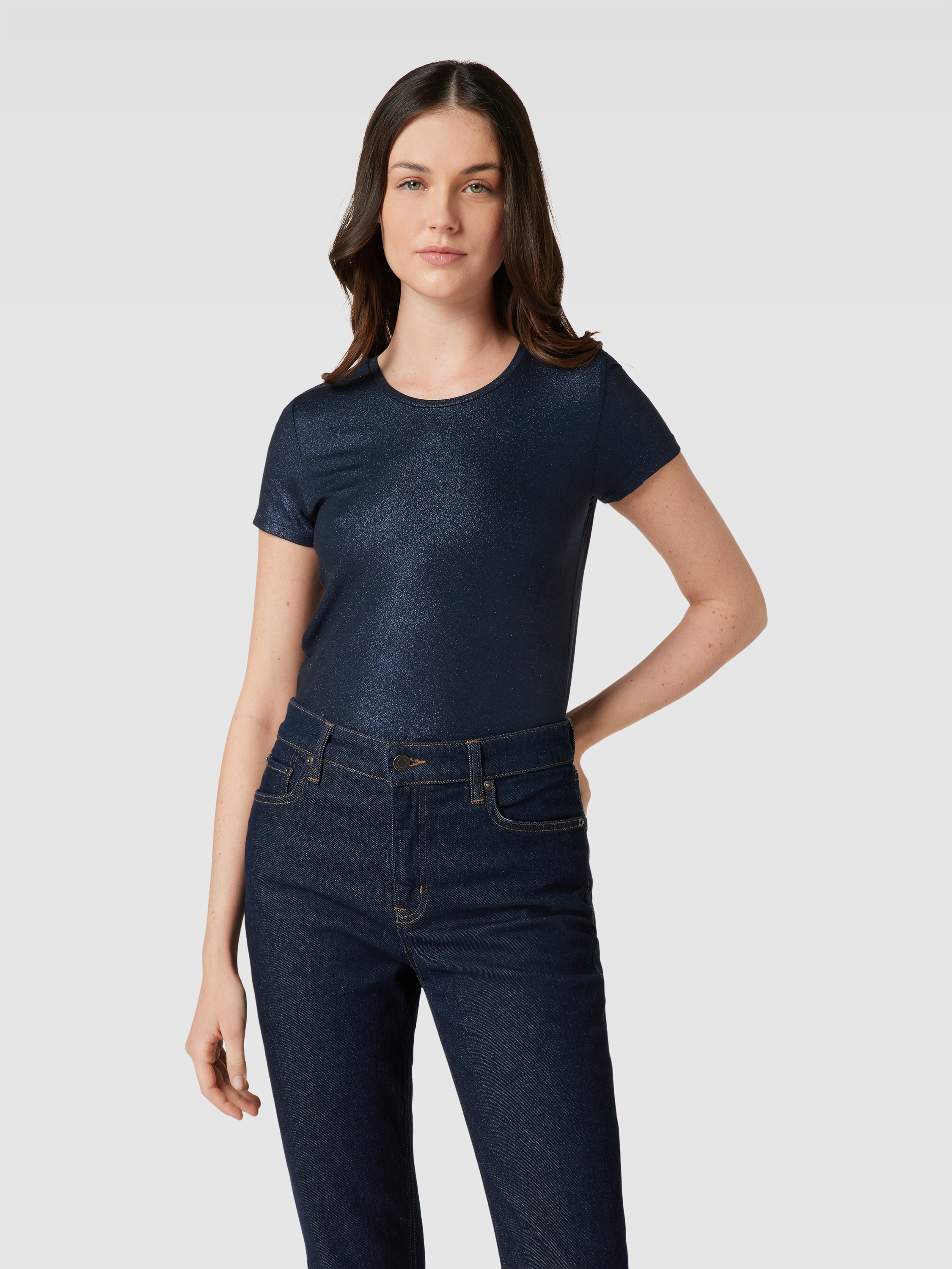 Majestic Filatures T-Shirt mit Effektgarn Marine 4