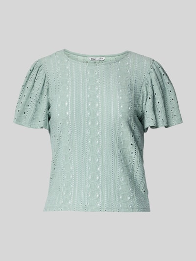 Only Regular Fit T-Shirt mit Lochstickmuster Modell 'RIVERSIDE' Mint 2