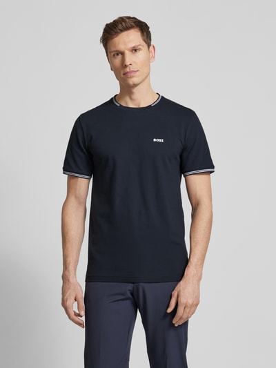 BOSS Green T-shirt met labelprint, model 'Taul' Donkerblauw - 4