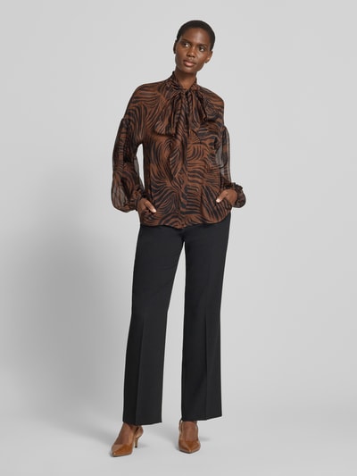 Max Mara Studio Relaxed Fit Seidenbluse mit Schluppe Modell 'BALLATA' Mittelbraun 1