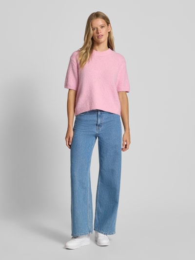 Gina Tricot Gebreide pullover met lanawol en ronde hals Roze - 1