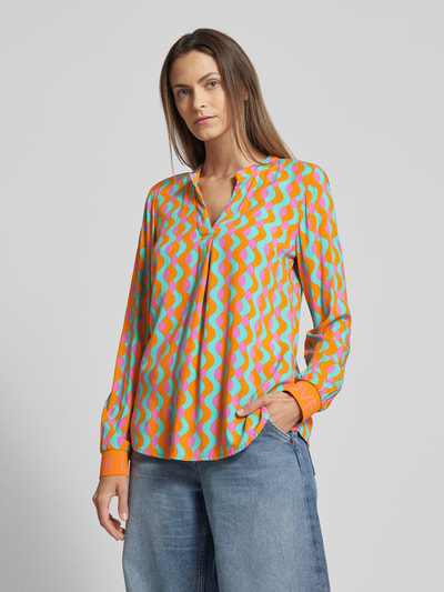 Emily Van den Bergh Blouseshirt van viscose met all-over motief Oranje - 4