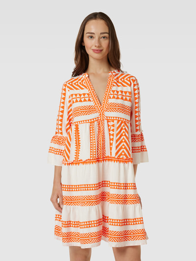 Vero Moda Minikleid mit Allover-Print Modell 'DICTHE' Orange 4