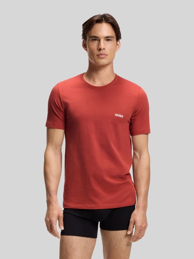 HUGO T-shirty o kroju regular fit z czystej bawełny w zestaw 3 szt. Terakotowy 3