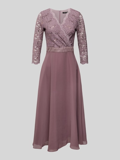 Swing Cocktailkleid mit Spitzenbesatz Mauve 1