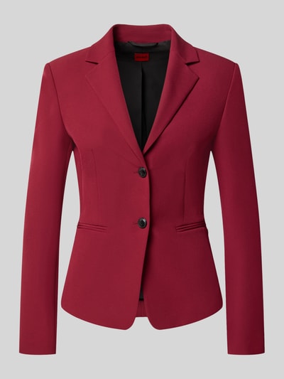 Produktfoto, Regular Fit Kurzblazer mit Reverskragen Modell 'Agonia' von HUGO, dunkelrot, klare Linien, glatte Textur, Damen Kurzblazer von HUGO