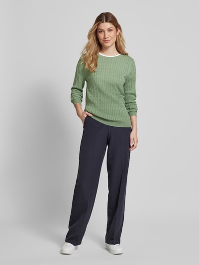 Christian Berg Woman Gebreide pullover met kabelpatroon Rietgroen - 1