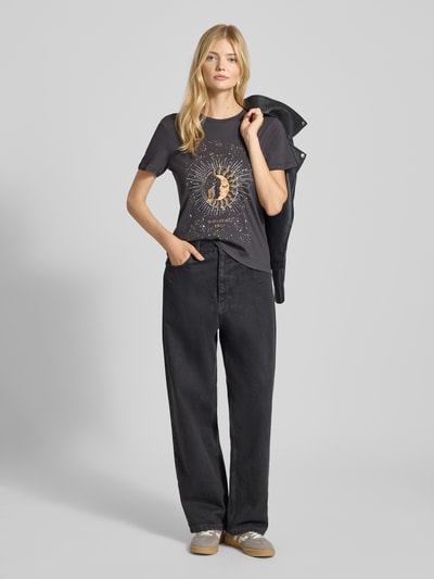 Only T-shirt o kroju regular fit z czystej bawełny model ‘KITA LUNA’ Antracytowy melanż 1