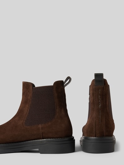 Gant Chelsea boots van leer met labelstitching, model 'Boggar' Middenbruin - 2