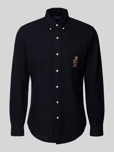 Polo Ralph Lauren Custom Fit Freizeithemd mit Motiv-Stitching Black 2