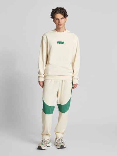 Hugo Blue Oversized sweatshirt met labelprint, model 'JERSEY' Offwhite - 1