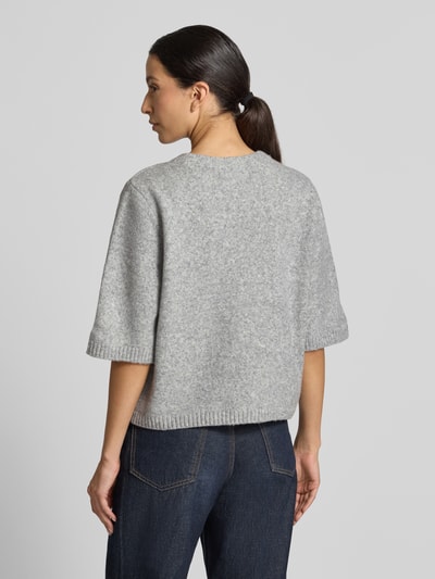 VERO MODA Sweter o kroju oversized z dodatkiem wełny model 'BOOM' Jasnoszary 5