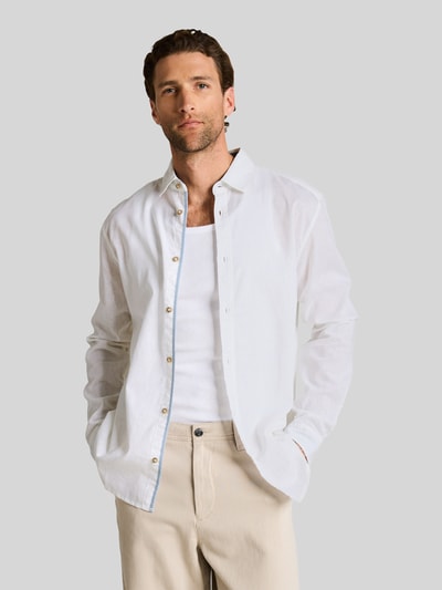 Tom Tailor Regular Fit Freizeithemd aus Leinen-Baumwolle-Mix Weiss 4