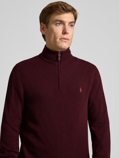 Polo Ralph Lauren Gebreide pullover van wol met opstaande kraag en ritssluiting Bordeaux - 3