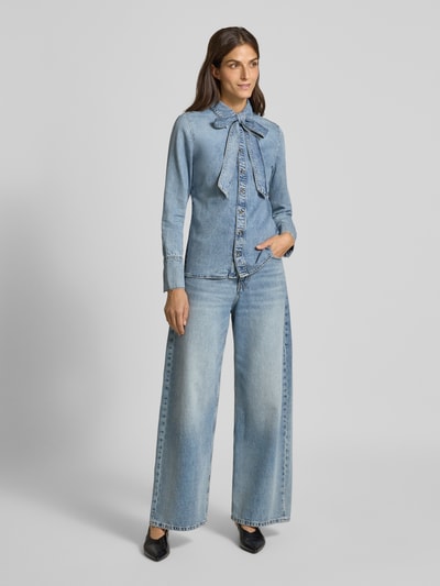 Mango Slim Fit Jeansbluse mit Schluppe Modell 'LANA' Jeansblau 1