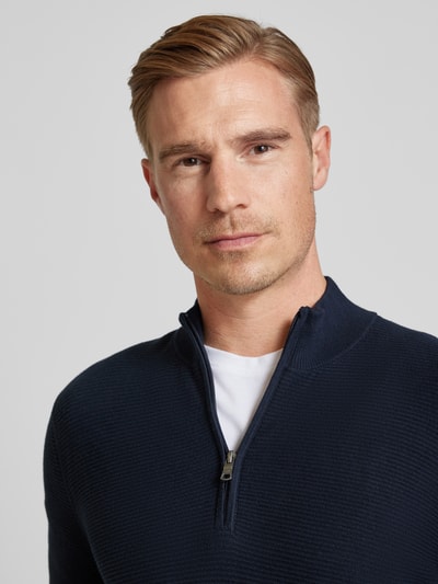 OLYMP Level Five Slim fit gebreide pullover met opstaande kraag Marineblauw - 3