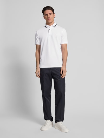 Christian Berg Men Poloshirt mit kurzer Knopfleiste und Logo-Print Weiss 1