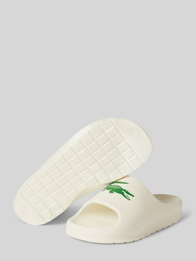 Lacoste Slides mit Label-Print Modell 'CROCO' Offwhite 4