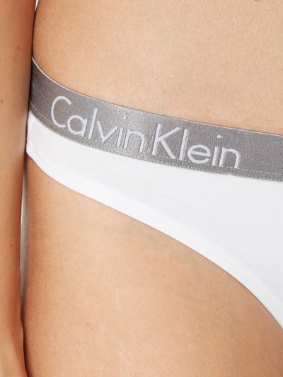 Calvin Klein Underwear String mit Logo-Bund in Metallicoptik  Weiss 5