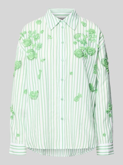 Essentiel Antwerp Bluzka koszulowa o kroju loose fit z czystej bawełny model 'JULIETA' Zielony 2