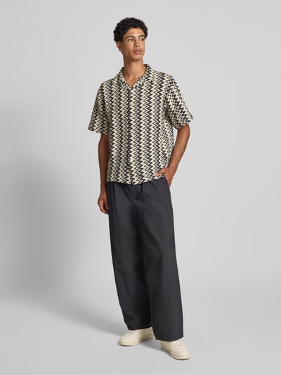 Redefined Rebel Boxy Fit Freizeithemd mit Lochmuster Modell 'ZANDER' Black 1