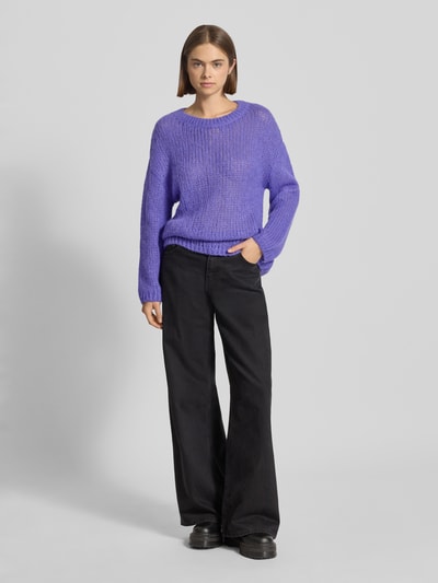 Hugo Blue Relaxed Fit Strickpullover mit Alpaka-Anteil Modell 'SLOOKINA' Lila 1