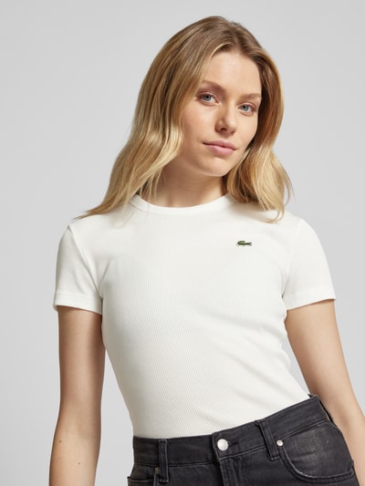 Lacoste Sport T-shirt o kroju slim fit z naszywką z logo Złamany biały 3