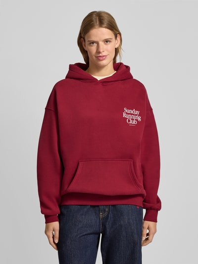 ANOTHER COTTON LAB Bluza z mieszanki wełny Escorial z kapturem i kieszenią kangurką Bordowy 4