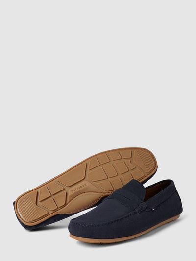 Tommy Hilfiger Leren mocassins met labeldetail Marineblauw gemêleerd - 4