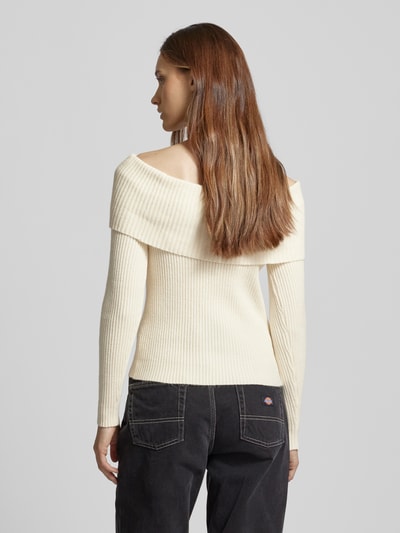 Only Slim Fit Strickpullover mit Off-Shoulder-Ärmel Modell 'KATIA' Offwhite Melange 5