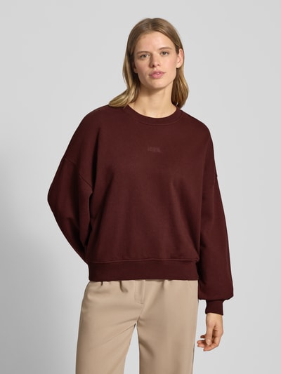 OH APRIL Oversized sweatshirt met labelstitching Chocoladebruin - 4