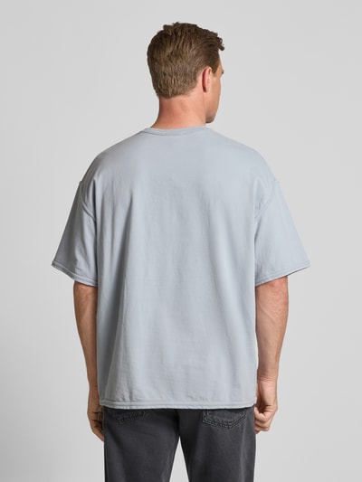 American Vintage T-shirt met geribde ronde hals, model 'FAZY' Lichtgrijs - 5