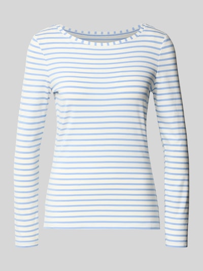 Produktfoto, Longsleeve im Allover-Look mit Rundhalsausschnitt von Oui aus Baumwoll-Mix und Micromodal, weiß-blau gestreift, Regular Fit