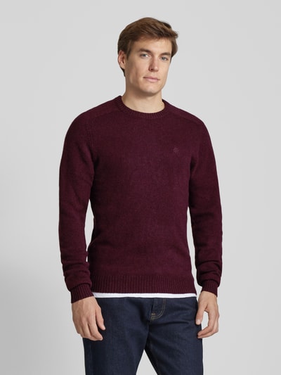 MCNEAL Strickpullover aus Lammwolle mit Label-Stitching Pflaume Melange 4