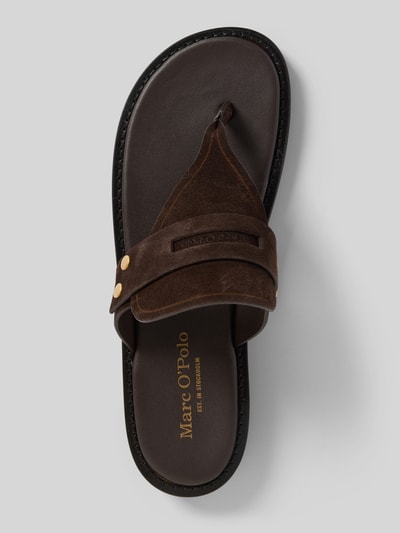 Produktfoto, Pantolette aus echtem Rindsleder von Marc O'Polo, Optik: Unifarben, Schuhspitze: Abgerundet, Absatzform: Flach, Label-Print, Verschluss: Schlupf/offen, Dornschließe, dämpfende Sohle, strukturierte Leder-Textur.