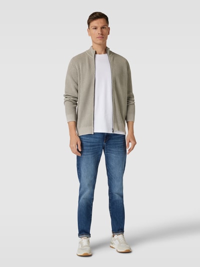 JOOP! Jeans Gebreid jack met labelpatch, model 'Hardi' Middengrijs - 1