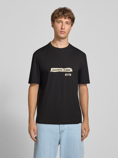 HUGO Blue t-shirt o kroju regular fit z czystej bawełny model 'Naxter' BLACK 4