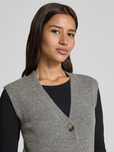Christian Berg Woman Strickweste aus Wolle mit V-Ausschnitt Mittelgrau Melange 3