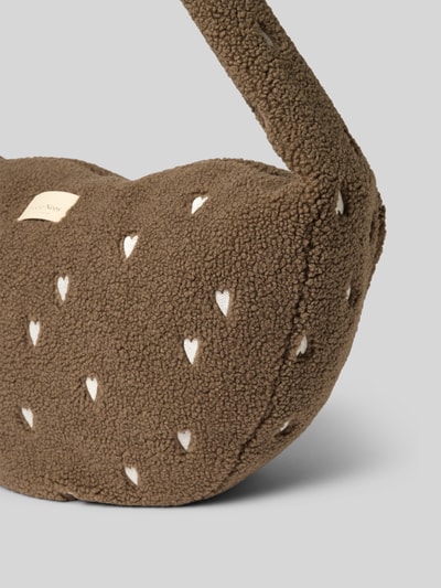 Produktfoto, Crossbody Bag aus Teddyfell von Studio Noos in Braun mit Allover-Motiv-Stitching und Logo-Detail, strukturierte Oberfläche