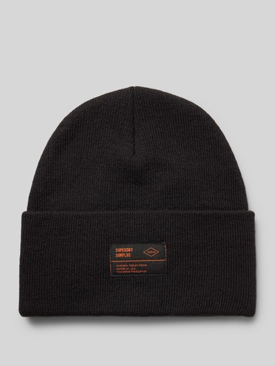 Superdry Czapka beanie z naszywką z logo model ‘WORKWEAR’ Czarny 1