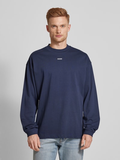 HUGO Sweatshirt mit Label-Detail Modell 'Daposo' Dunkelblau 4